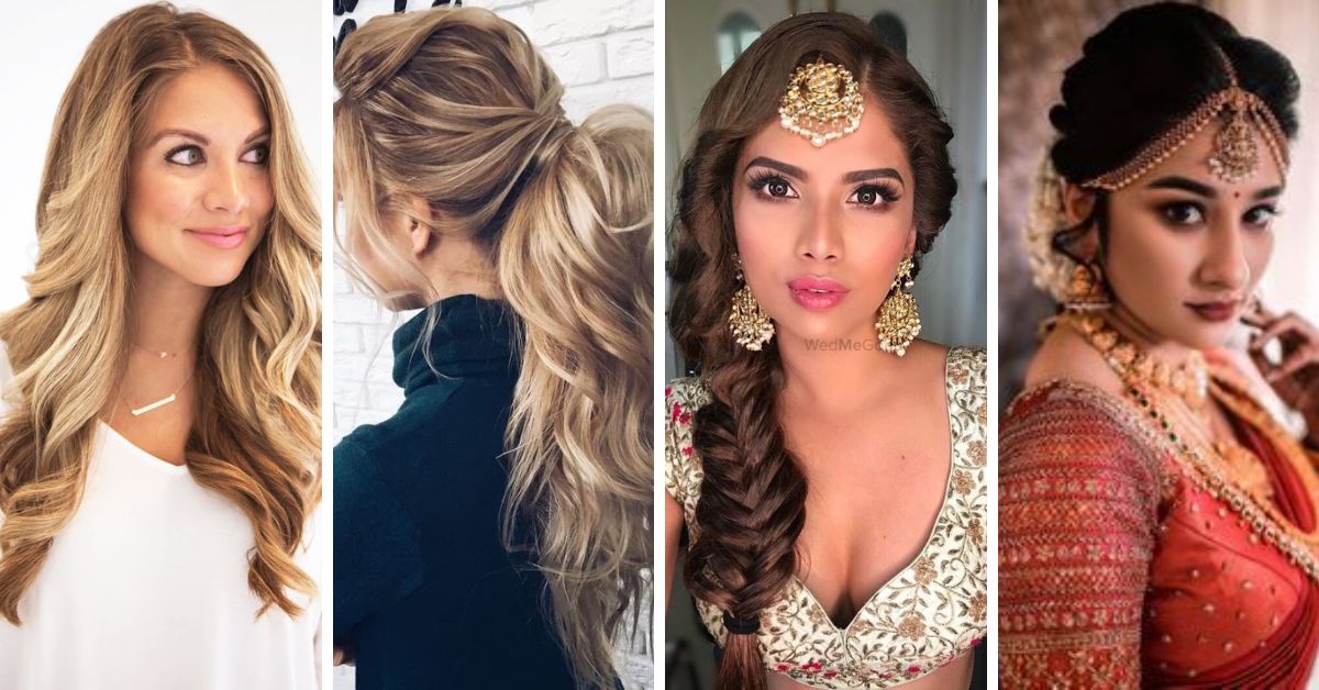 maang-tikka-indian-reception-bridal-hairstyle-for-saree | WedAbout