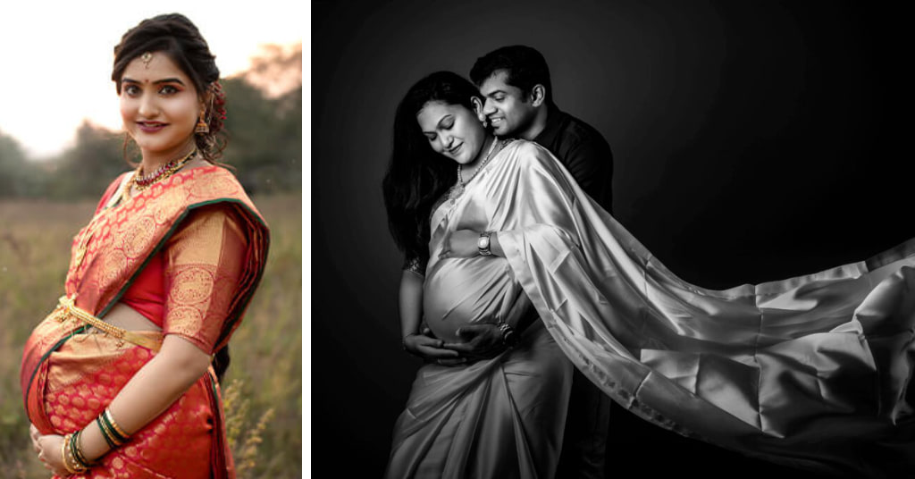maternity photoshoot in saree